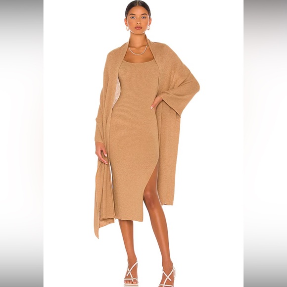 NWT LPA Salmah sweater Dress With Detachable Shawl in Camel - Picture 1 of 10